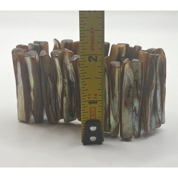 Vintage Shell Abalone Stretch Bracelet Beach Boho Brown Tones - Picture 4 of 7